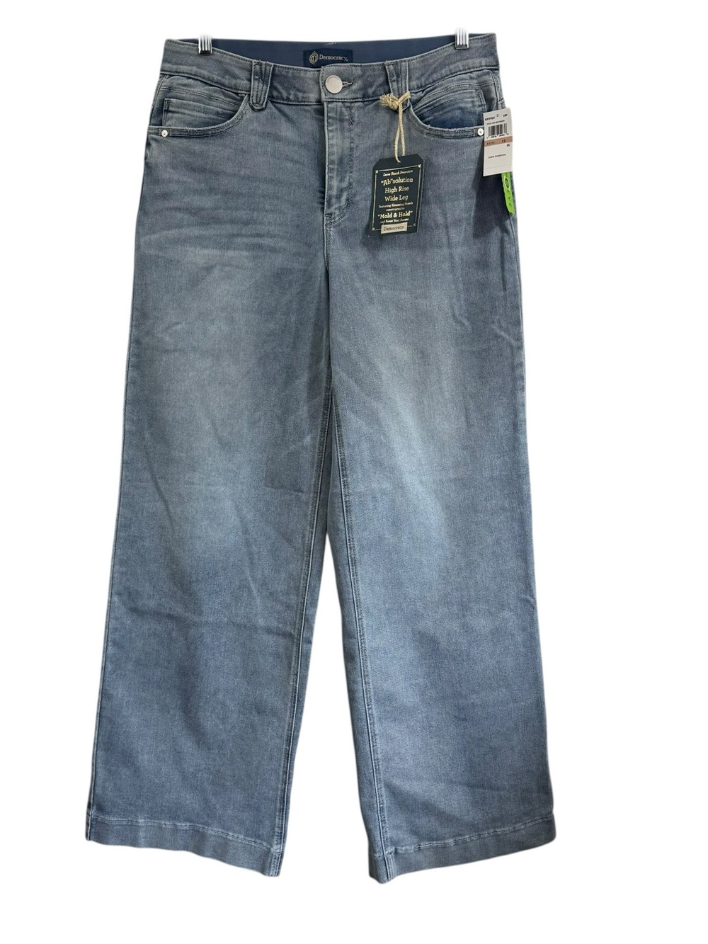 Democracy Ab Solution Wide Leg Crop Jeans High Rise 12 Light Blue 33” inseam NEW